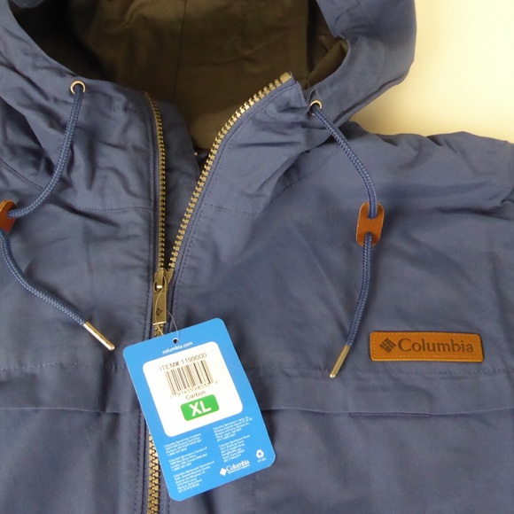 Columbia Full Zip Cotton Nylon Blend Hooded Windbreaker Performance Jacket NWT - Picture 9 of 10